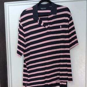Polo Golf by Ralph Lauren Men's Polo Shirt in Pink and Black Stripes